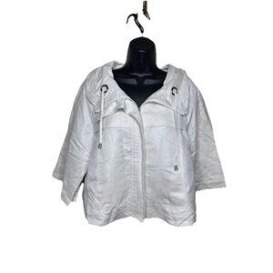 NEW Sandro Sportswear Linen Blend Jacket Lagenlook Cropped 3/4 Sleeve Zip S NWT